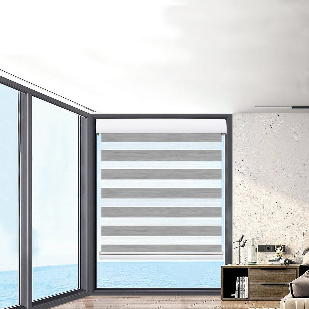Marlow Blackout Zebra Roller Blind Curtains 120x210 Grey-2018816756147163142
