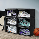 Stacked Shoe Box Acrylic Sneaker Display 6PC Black - Rear View
