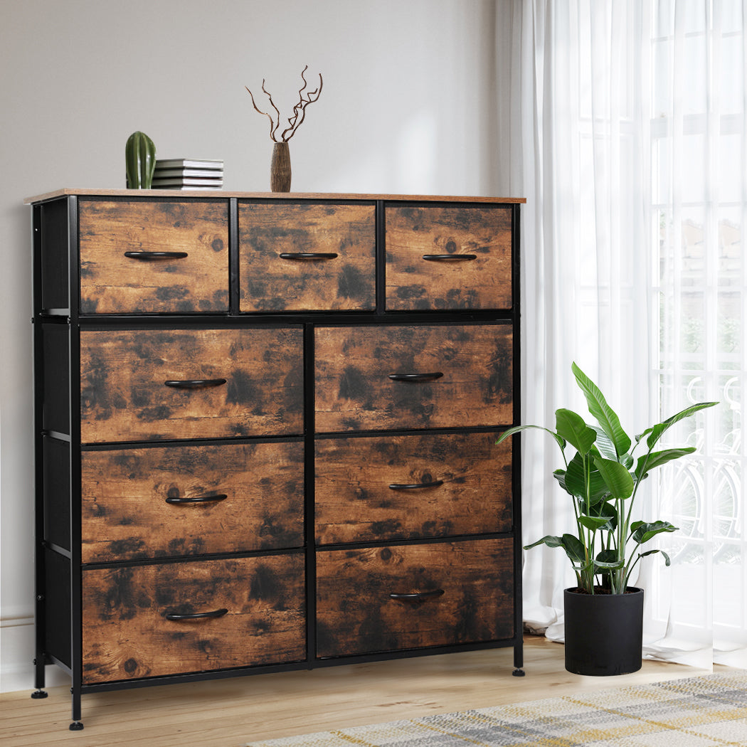 Levede Storage Cabinet Tower Chest Brown Fold-1954802992645541895