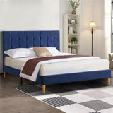 Levede Bed Frame Queen Size Mattress Blue - Rear View
