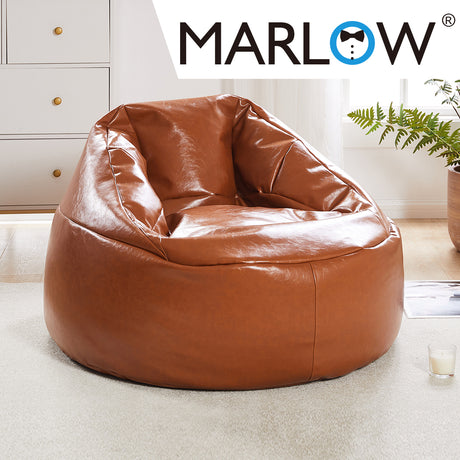 Marlow Bean Bag Chair Cover PU Couch Tan-2006733313246629894