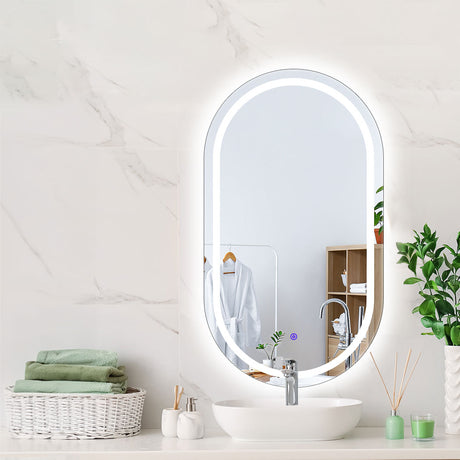 EMITTO LED Wall Mirror Oval Anti-fog 50x90cm-2018816869666000902