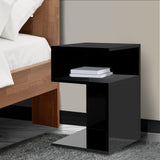 Levede 1xBedside Tables Drawers Side Black - Rear View