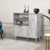 Levede Buffet Sideboard Storage Cabinet Grey - Rear View