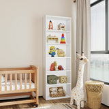 Levede 6 Tier Book Shelf Adjustable Shelves White - Rear View