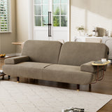 LEVEDE CONVERTIBLE SOFABED WITH USB CHARGE AND SIDE TABLE - Close-Up Angle