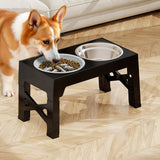 PaWz Elevated Dog Bowls 2 Stainless Steel Bowls and 1 Slow Feeder Bowl - Rear View
