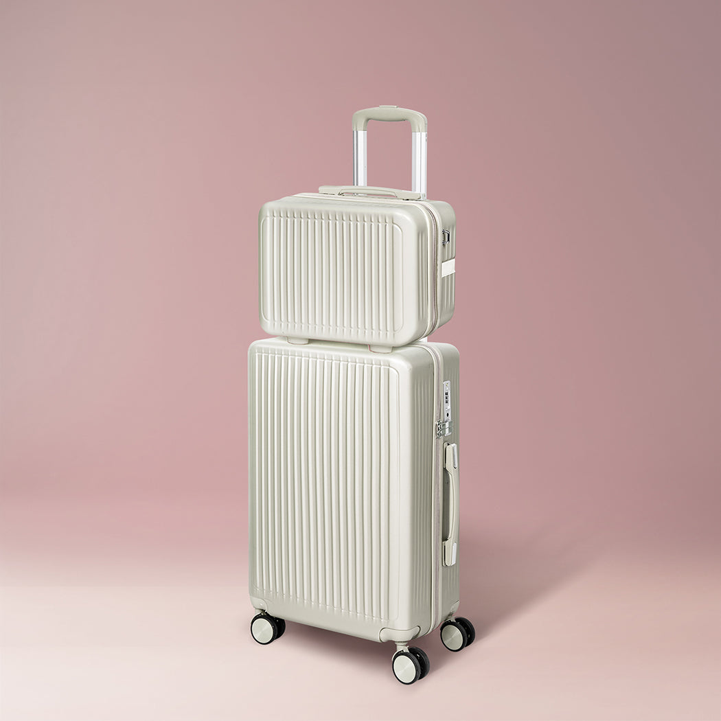 Slimbridge Luggage Suitcase Trolley White 2pc 14"+20"-2006733067858874374