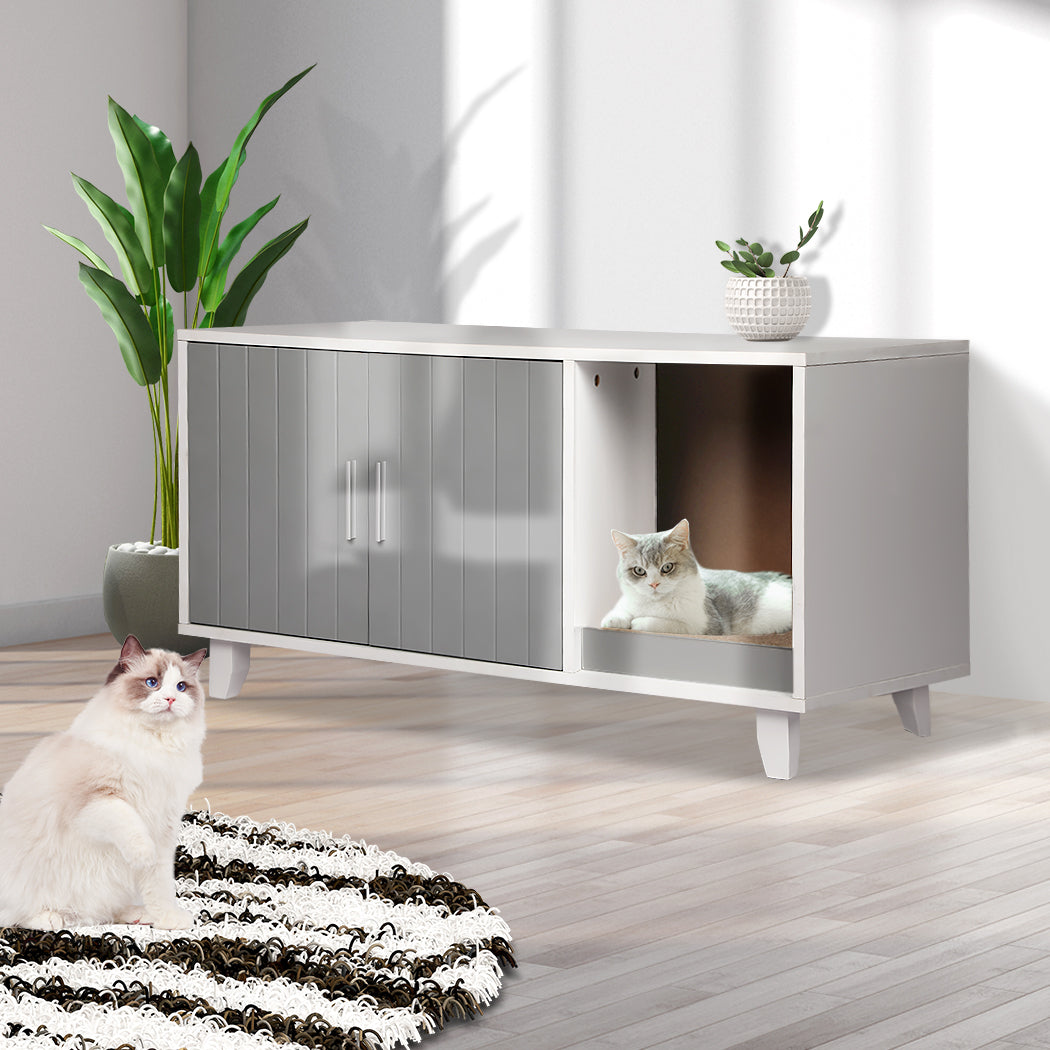 PaWz Enclosed Cat Litter Cabinet Box Grey-2018816830264709126