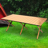 Levede Folding Camping Table Foldable Oak - Rear View