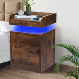 Levede Bedside Table USB Charger Outlet RGB Oak - Close-Up Angle