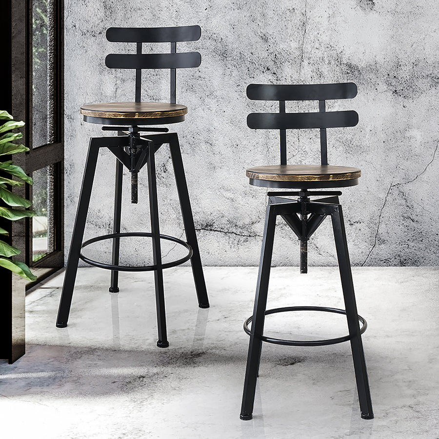 Levede 1x Bar Stool Industrial Adjustable-2006733238923563014