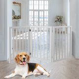 Wooden Pet Gate Dog Fence Retractable White 2000x 3MM - Rear View