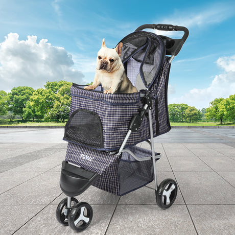 PaWz Large Pet Stroller Dog Cat Carrier Plaid-2006733030680563718