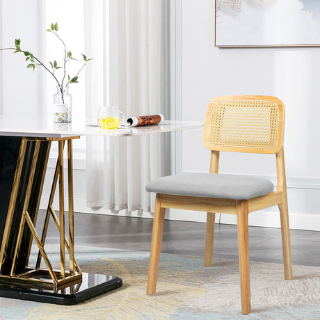 Levede Dining Chair Wood Rattan Armless Natural x4-2006732736697602054