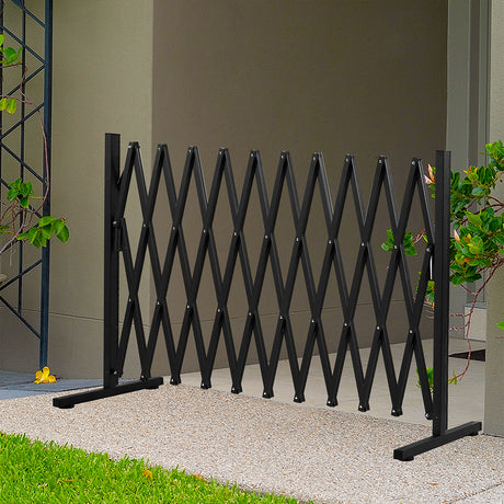 Garden Security Fence Gate Expandable Black-2018816904248037382