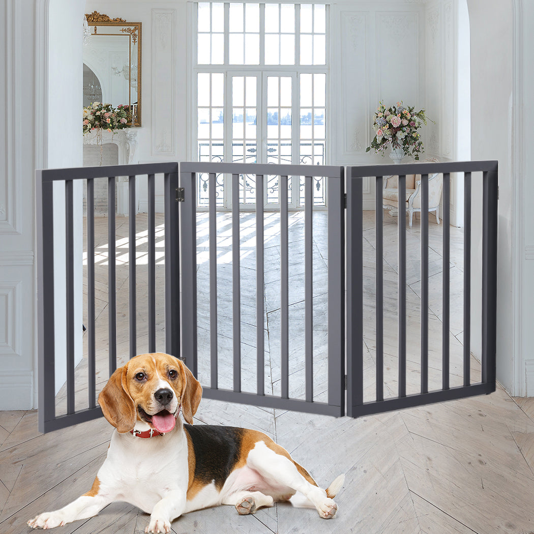 Wooden Pet Gate Dog Fence Retractable Grey 2000x 3MM-2006732963190018054