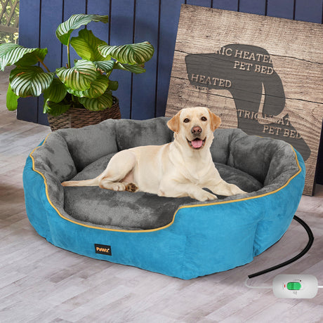 PaWz Electric Pet Heater Bed Heated L Blue Large-2018816777307426822