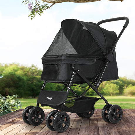 PaWz Pet Stroller Dog Cat Carrier Foldable Black-2006733031766888454
