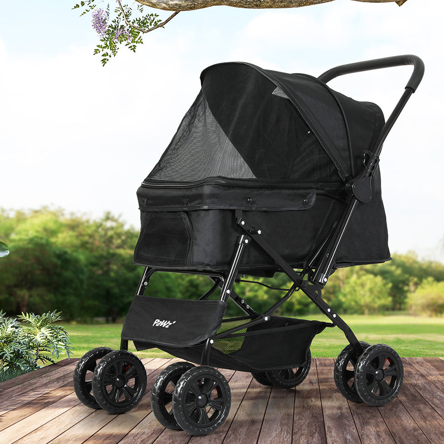 PaWz Pet Stroller Dog Cat Carrier Foldable Black-2006733031766888454