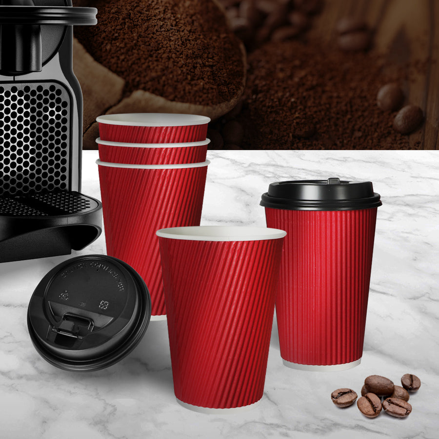 50 Pcs 16oz Disposable Takeaway Coffee Red-2018816632499081222