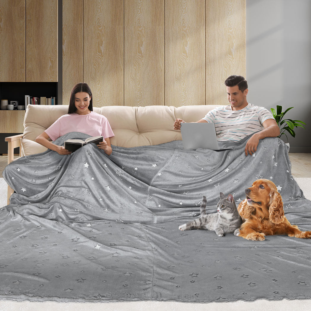 DreamZ 3x3M Large Oversized Blanket Grey Star-2018816714464169990