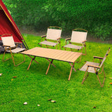 Levede Folding Camping Table Chair Set Oak - Rear View