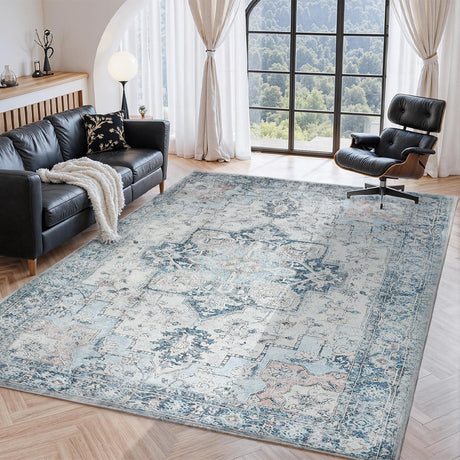 Marlow Floor Rug Vintage Polyester Washable Area Rugs-2011971110949752838