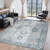 Marlow Floor Rug Vintage Polyester Washable Area Rugs - Rear View