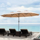 Centra 4.5M Double-sided Patio Umbrella Outdoor Umbrella Base Stand Khaki - Rear View