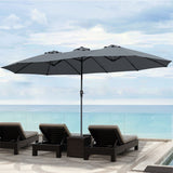 Centra 4.5M Double-sided Patio Umbrella Outdoor Umbrella Base Stand Grey - 45-Degree Angle