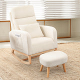 Levede Rocking Chair Ottoman Footrest With Side Pocket - Close-Up Angle