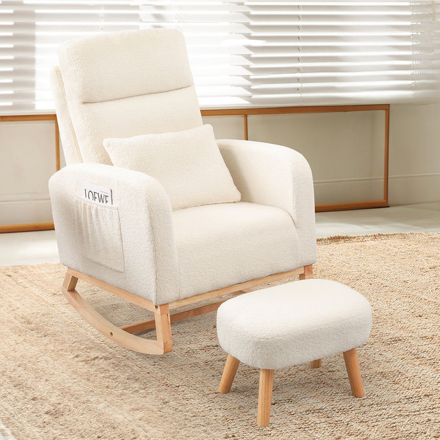 Levede Rocking Chair Ottoman Footrest With Side Pocket-2006732687271923719