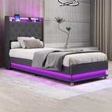 Levede Single Bed Frame Gas Lift Storage LED Light USB - Rear View