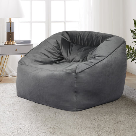 Marlow Bean Bag Chair Cover Soft Velvet Dark grey-2006733217914294278