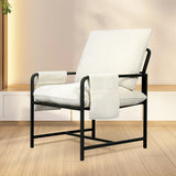 Levede Metal Framed Lounge Chair Corduroy in Beige-2018816855703162886