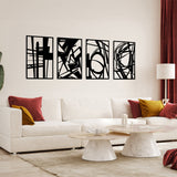 Yezi Metal Wall Art 4Pcs Abstract Minimalist Line Decor - Rear View