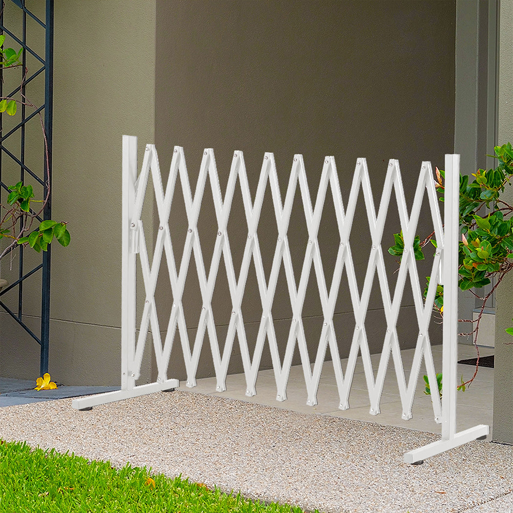 Garden Security Fence Gate Expandable White-2006733312898502662