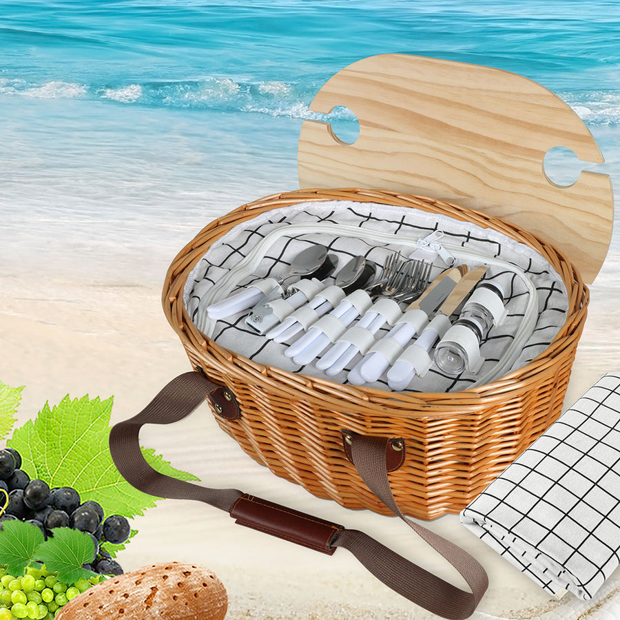Picnic Basket Set Willow Baskets Outdoor-2006733308196687878