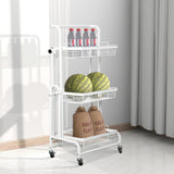 Levede 3 Tier Kitchen Trolley Cart Swivel White Colour - Rear View