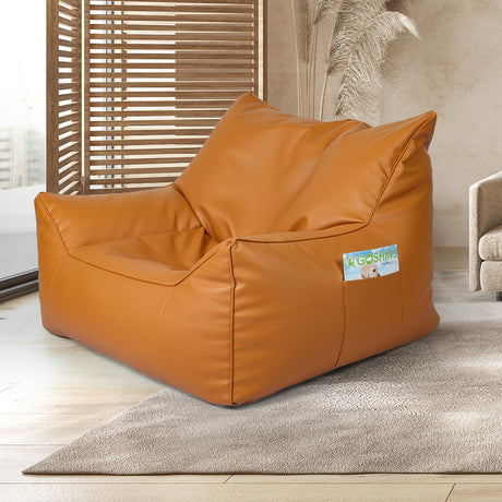 Marlow Bean Bag Chair Cover PU Indoor Brown-2006733218082066438