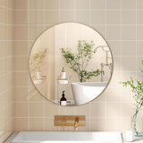 Yezi 50cm Round Wall Mirror Frameless Tempered Glass - Rear View