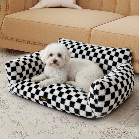 Pawz Pet Bed Plush Checkered Dog Bed Washable Cat Bed-2018816665319510022