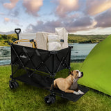 Lambu Folding Wagon Cart Double Shelves-2006732894810279942