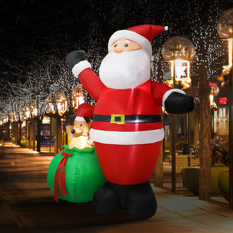Santaco Christmas Inflatable Outdoor Santa Claus Elk 2.2M Xmas Decoration Light-1952534168298721286