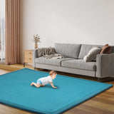 Marlow Coral Velvet Area Rugs Large Mat 180x200cm Blue - Rear View