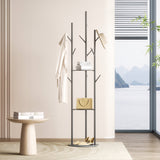 Levede Coat Rack Clothes Stand 8 Hook Organizer Black-2018816848522514438