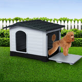 PaWz Dog Kennel Outdoor Indoor Plastic L Grey - Rear View