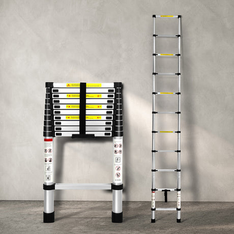 Traderight Multipurpose Ladder Telescopic 3.2M Silver 3.2 Meter-2018816847440384006