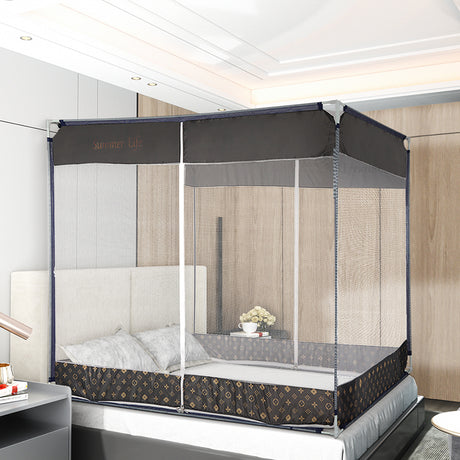 Dreamz Mosquito Bed Nets Foldable Canopy Square Grey-1954802841323442182